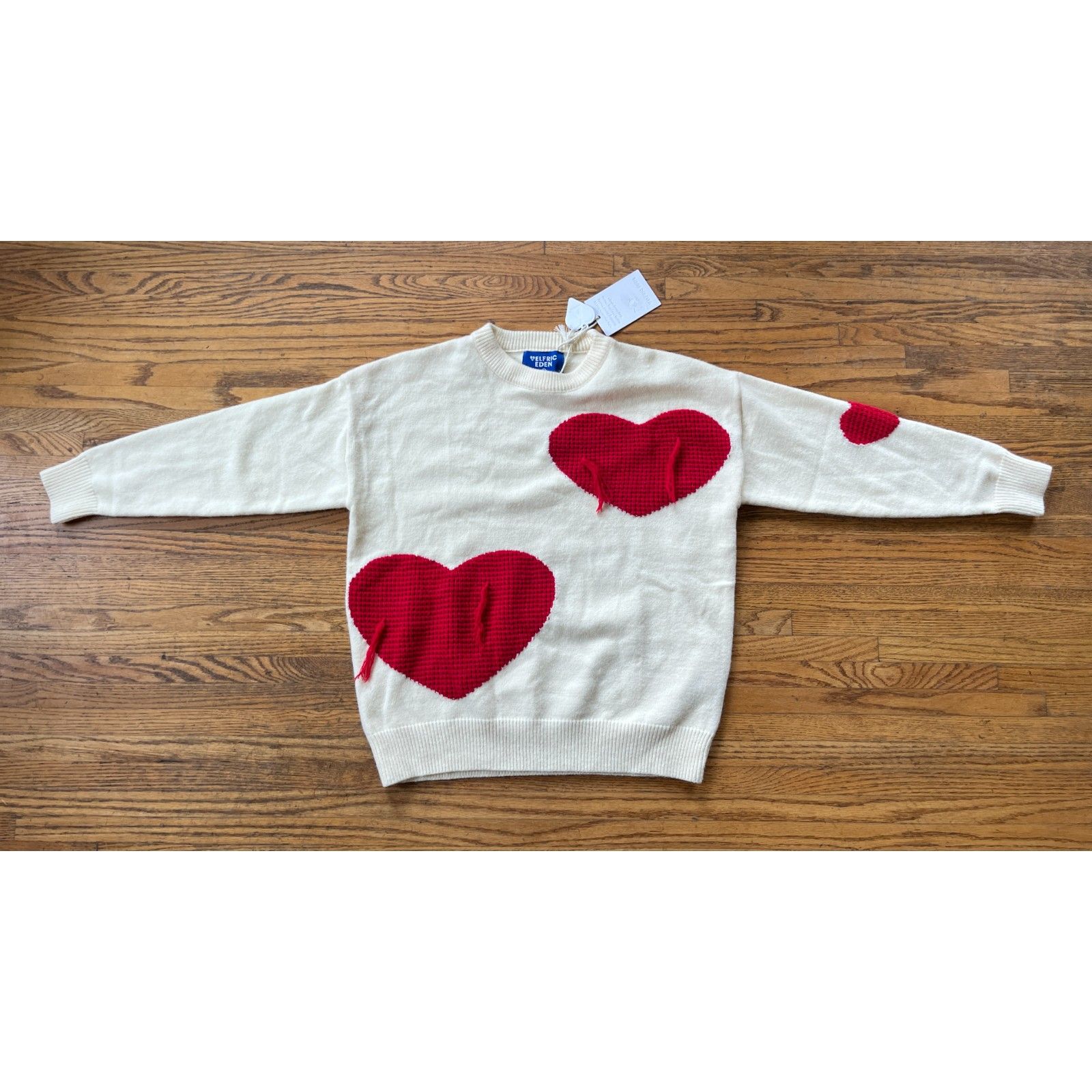 Nwt Aelfric Eden White Red Love Heart Pullover Sweater Top Men’s Size Small — image 3 of 8